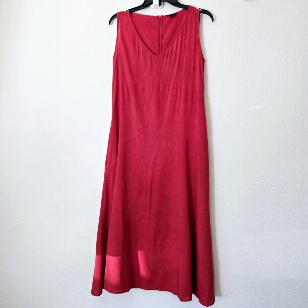 Theory Red Sleeveless V-Neck Maxi Dress